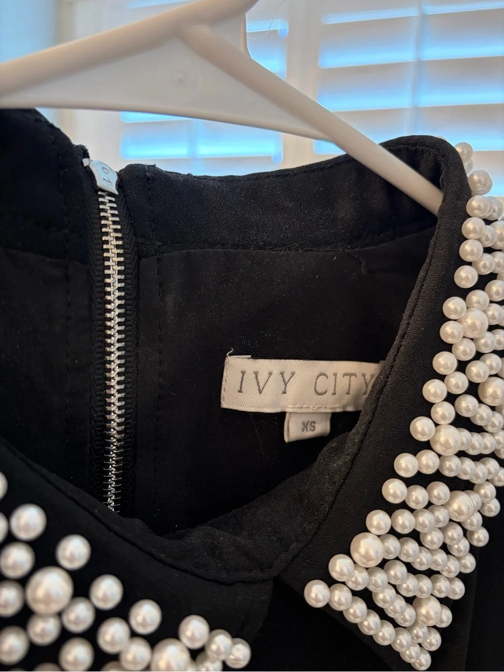 Ivy City Co Black Midi Dress with Pearl Collar - Picture 6 of 6